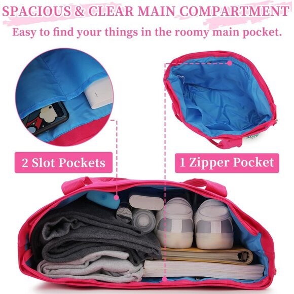 Women's Hot Pink Flamingo Large Lightweight Zipper Travel Totes Separation Bags - Picture 6 of 7